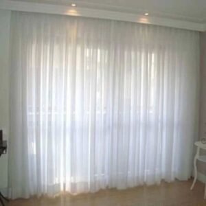Cortina Voil Priori Sala Quarto 3,00m x 2,50m Ilhós Cromado - Branco